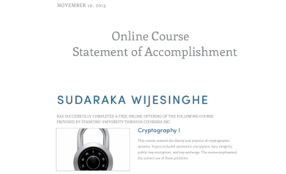 Cryptography I, 10th November 2013