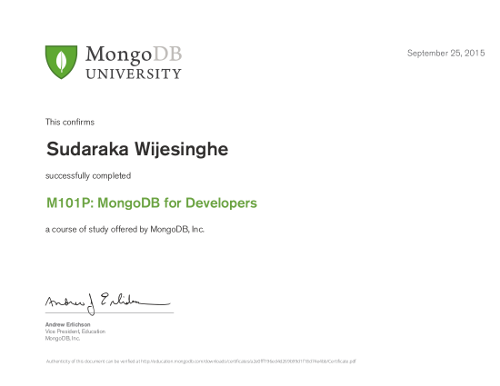 MongoDB for Developers, 25th September 2015